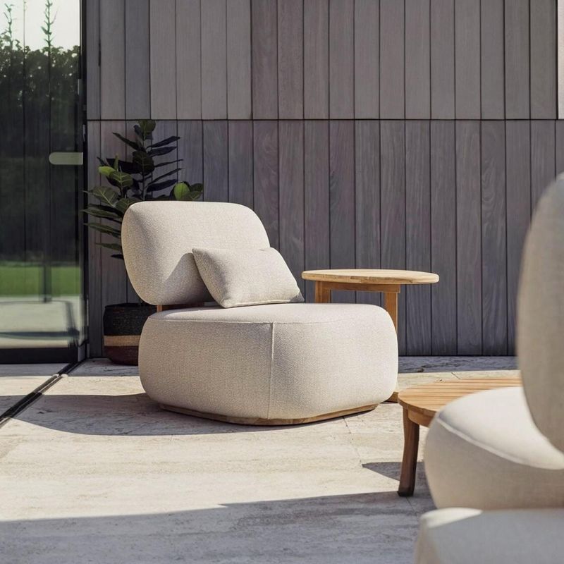 Ruby loungestol ute - teak & Quick Dry