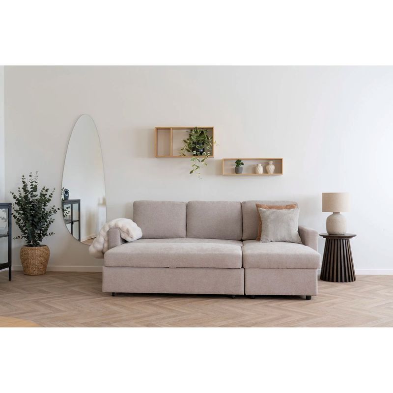 Belfast Sovesofa med sjeselong – mørk sand | House Nordic