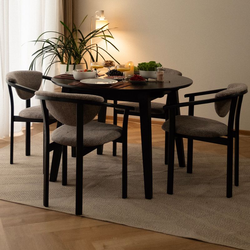 Alexis spisestol med armlener - sort heltre ask | Reserve tekstil