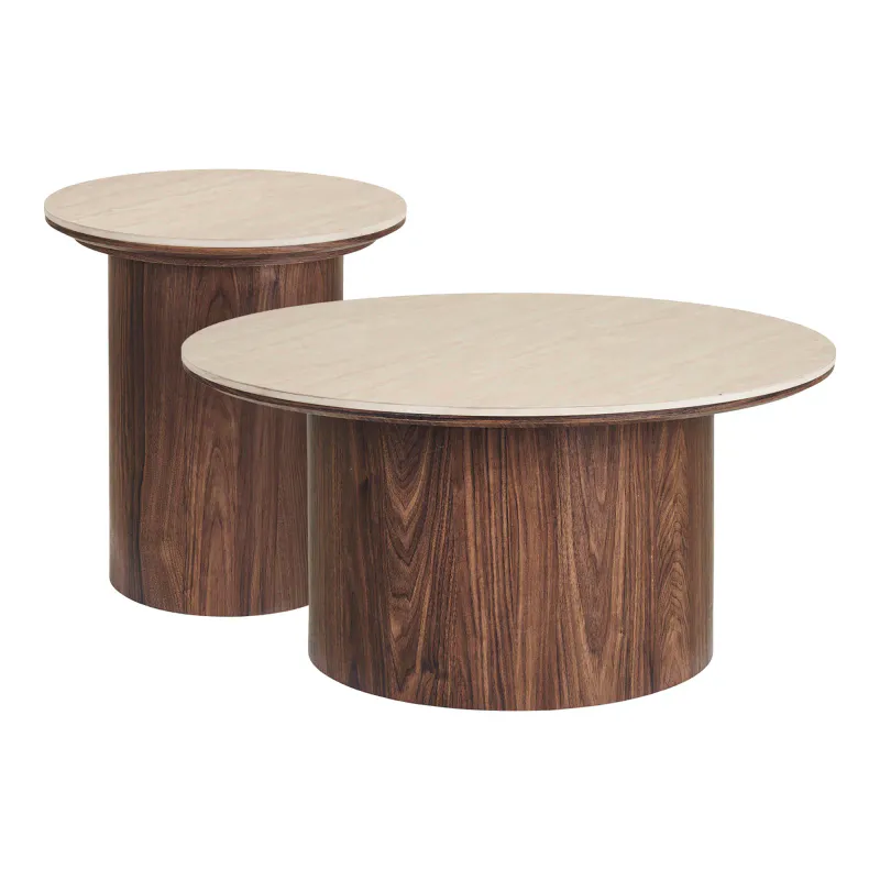 Delphi sofabordsett Ø80 + Ø45 cm| keramisk bordplate