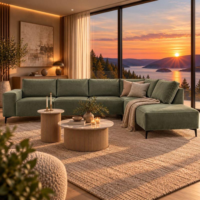 Brussel hjørnesofa med åpen ende 335x215cm | Bluvel velur 
