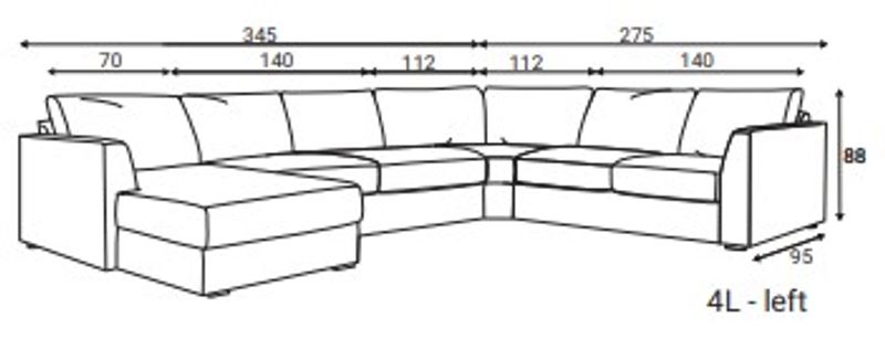 Chill hjørnesofa med sjeselong 345x275 cm – Adore Fuji velur