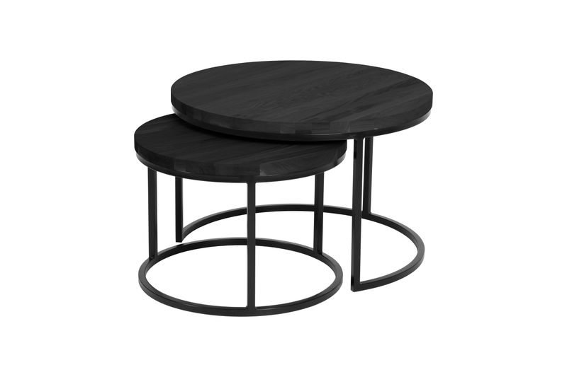 Mango sofabord sett heltre sortbeiset ask 75/60cm