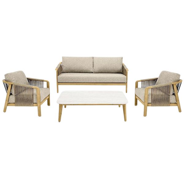Hovedbilde Fargo loungesett 2+1+1 – Taupe / wood look ...