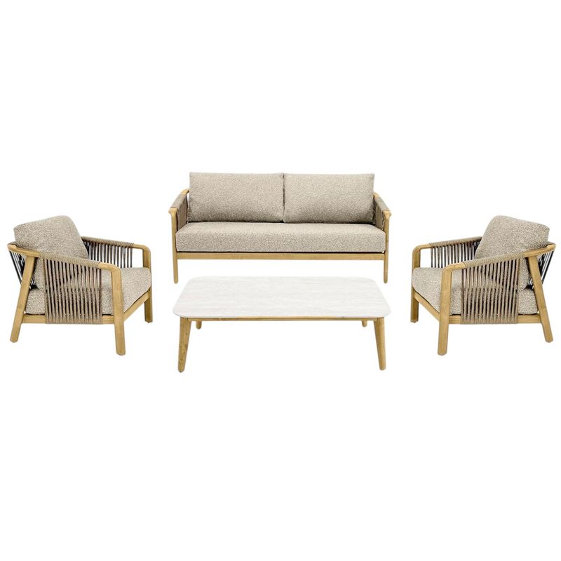 Fargo loungesett 2+1+1 - Taupe / wood look | House Nordic