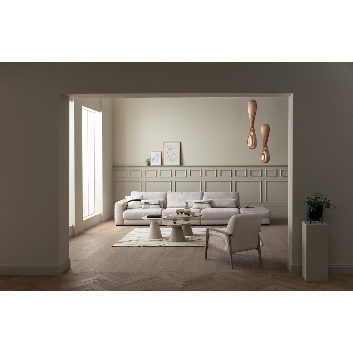 2389 Egholm Modulsofa åpen ende 336cm x 210cm velg Ribcord cordfløyel tekstil