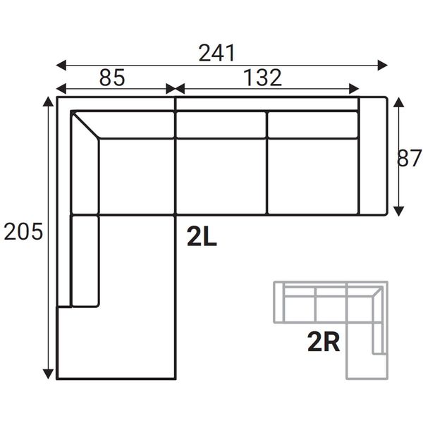 Hovedbilde Minchi Hjørnesofa 241cm x 205cm m/åpen ende Raven ...
