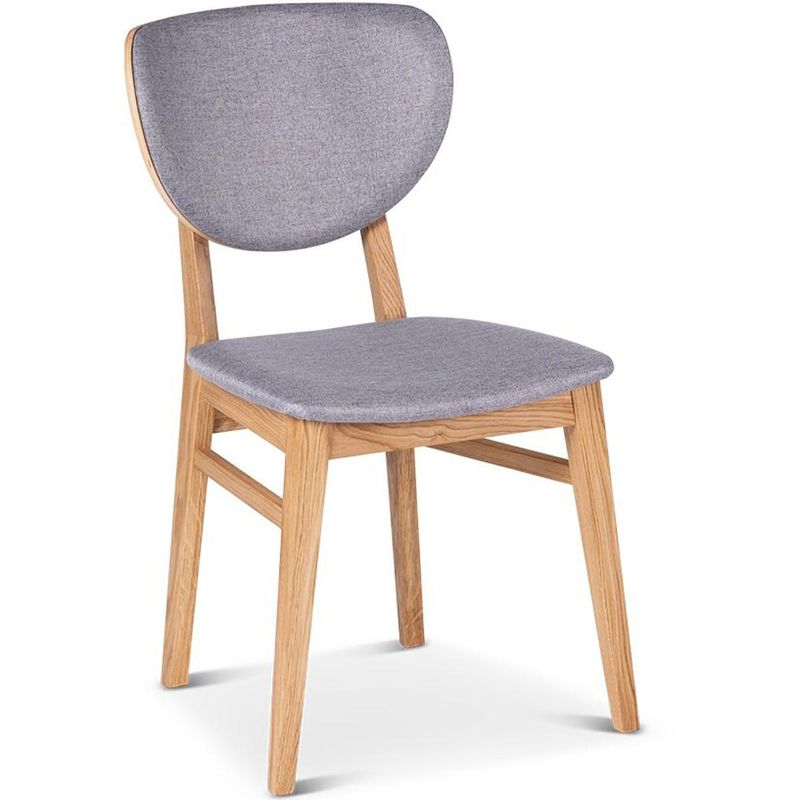 Tjörn Spisestol oljet heltre massiv eik grått tekstil