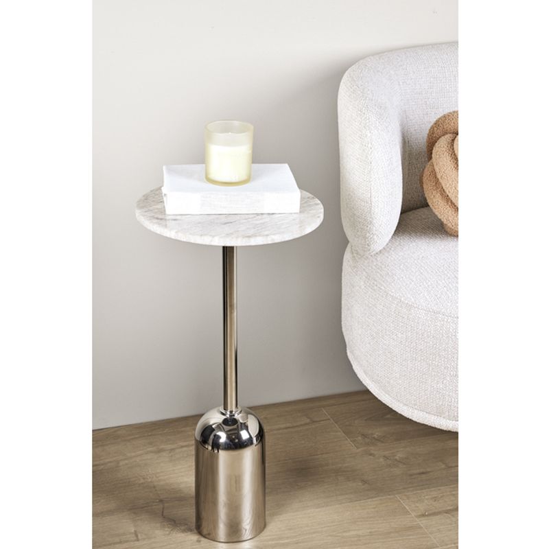 Melan Sidebord Marmor, sølv fot | 30,5x60 