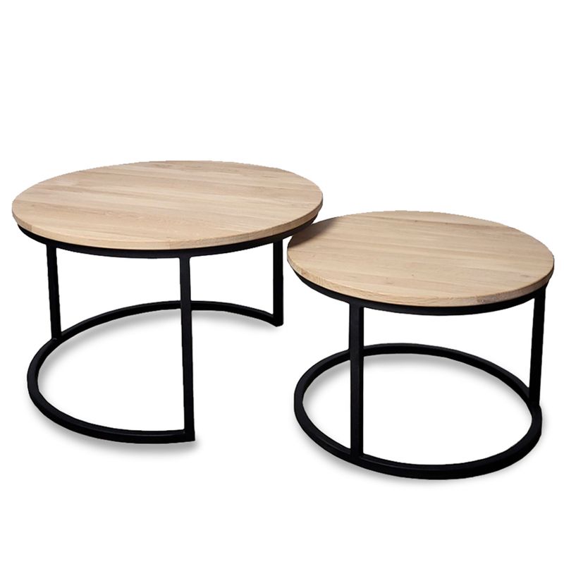 Mango sofabord sett heltre hvitoljet eik 75/60cm